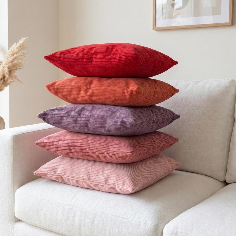 Mink Corduroy Throw Pillow Case, Cozy Soft Textured Cushion Cover, Neutral Boho Decor