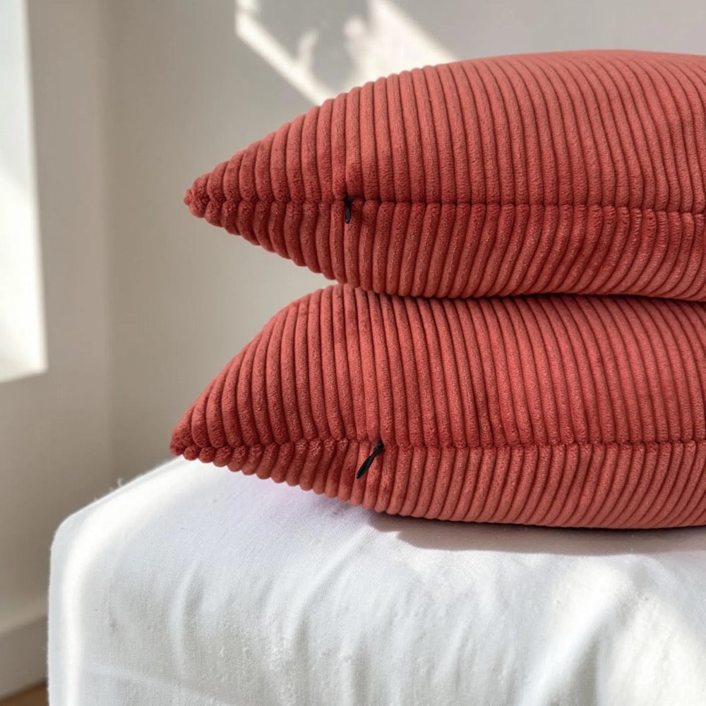 Mink Corduroy Pillow Cover, Taupe Ribbed Cushion Case, Neutral Minimalist Living Room Decor
