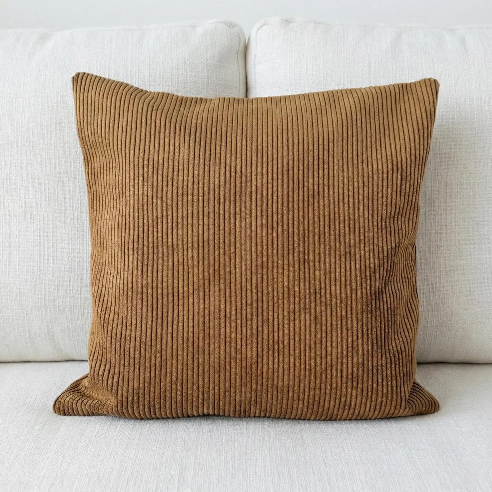 Corduroy Caramel Cushion Cover, Warm Cozy Ribbed Textured Throw Pillow Case, Any Size