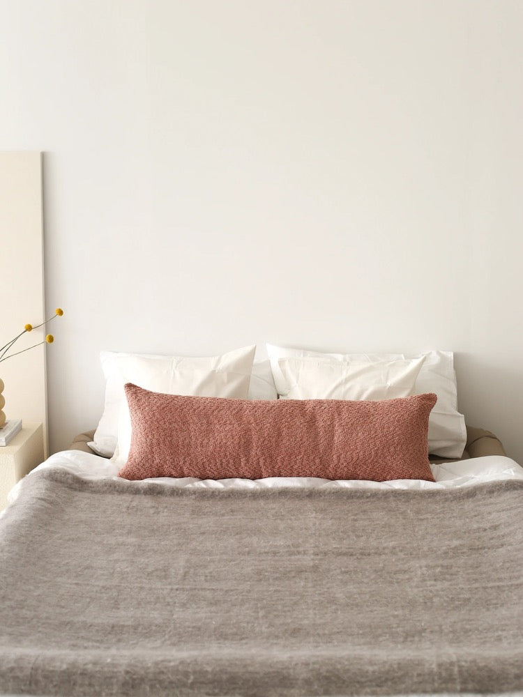 Terracotta Soft & Textured Throw Pillow Cover, Curly Boucle Boho Lumbar Pillow Case, Hidden Zipper, Cozy Farmhouse Decor, Any Size, 20x20