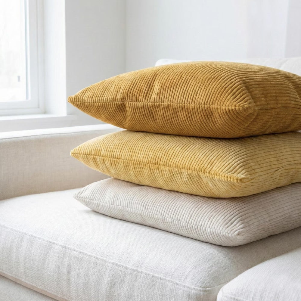 Olive Green Corduroy Pillow Cover, Boho Ribbed Cushion Case, Modern Farmhouse Decor