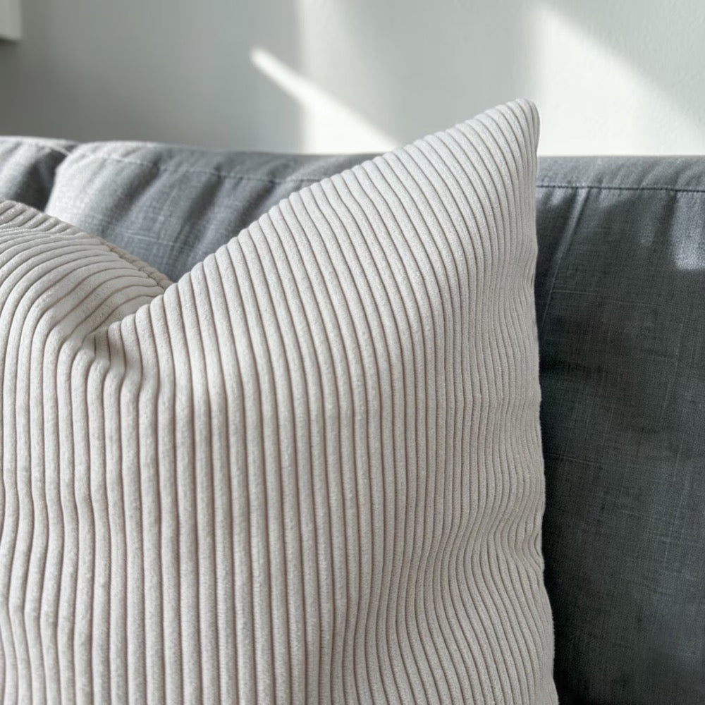 Mink Corduroy Throw Pillow Case, Cozy Soft Textured Cushion Cover, Neutral Boho Decor