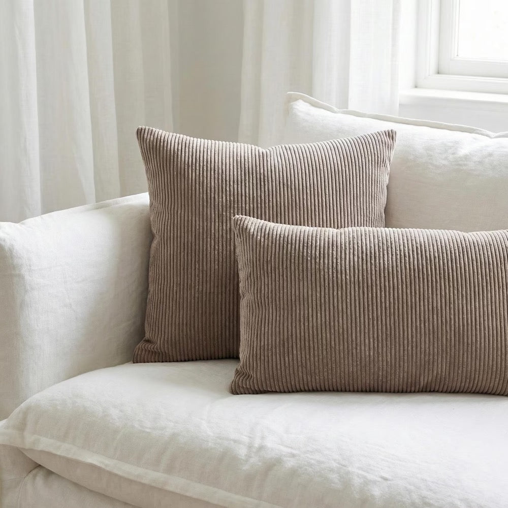Mink Corduroy Throw Pillow Case, Cozy Soft Textured Cushion Cover, Neutral Boho Decor