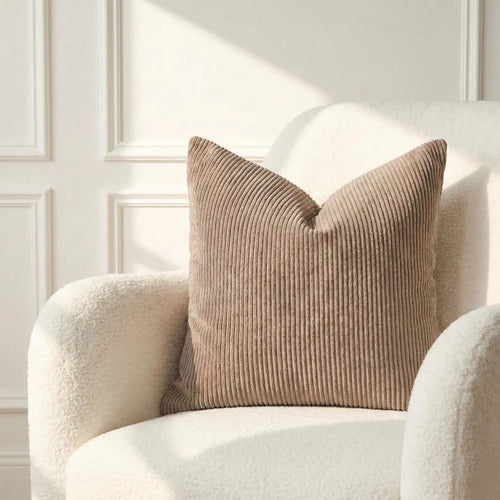 Mink Corduroy Pillow Cover, Taupe Ribbed Cushion Case, Neutral Minimalist Living Room Decor