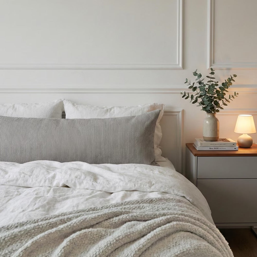 Olive Green Corduroy Oversized Bed Pillow Cover, Long Body Lumbar Cushion Case, Bedroom Decor