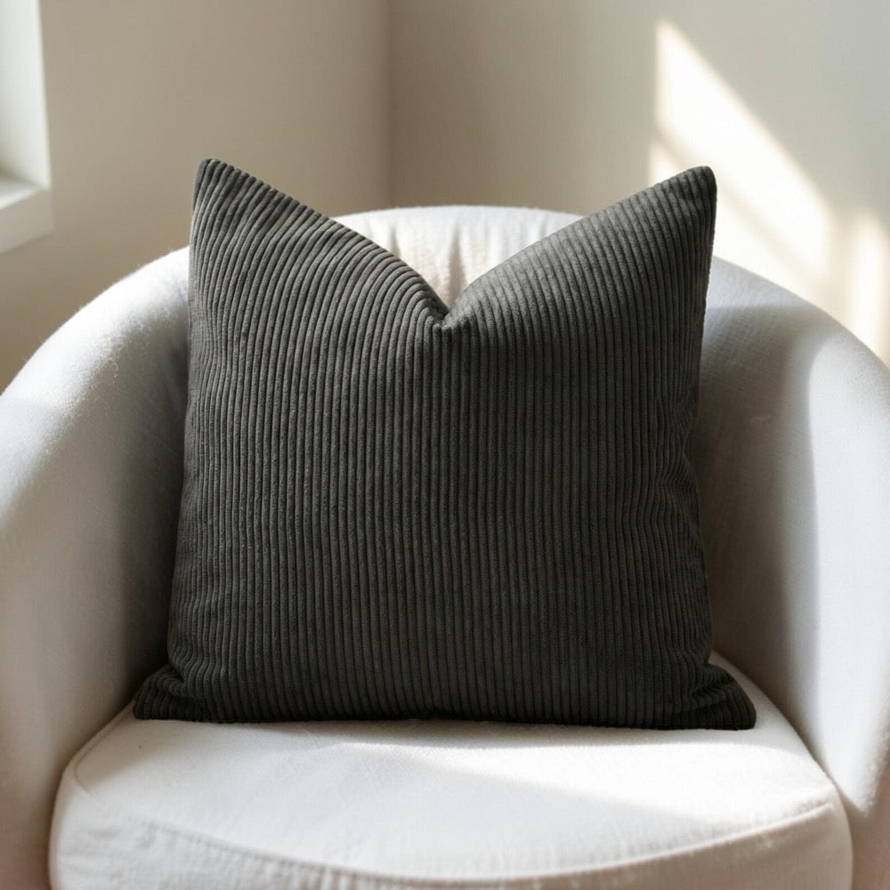 Mink Corduroy Throw Pillow Case, Cozy Soft Textured Cushion Cover, Neutral Boho Decor