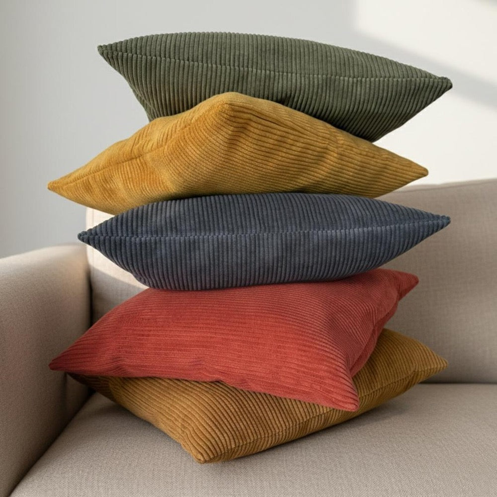 Mink Corduroy Throw Pillow Case, Cozy Soft Textured Cushion Cover, Neutral Boho Decor