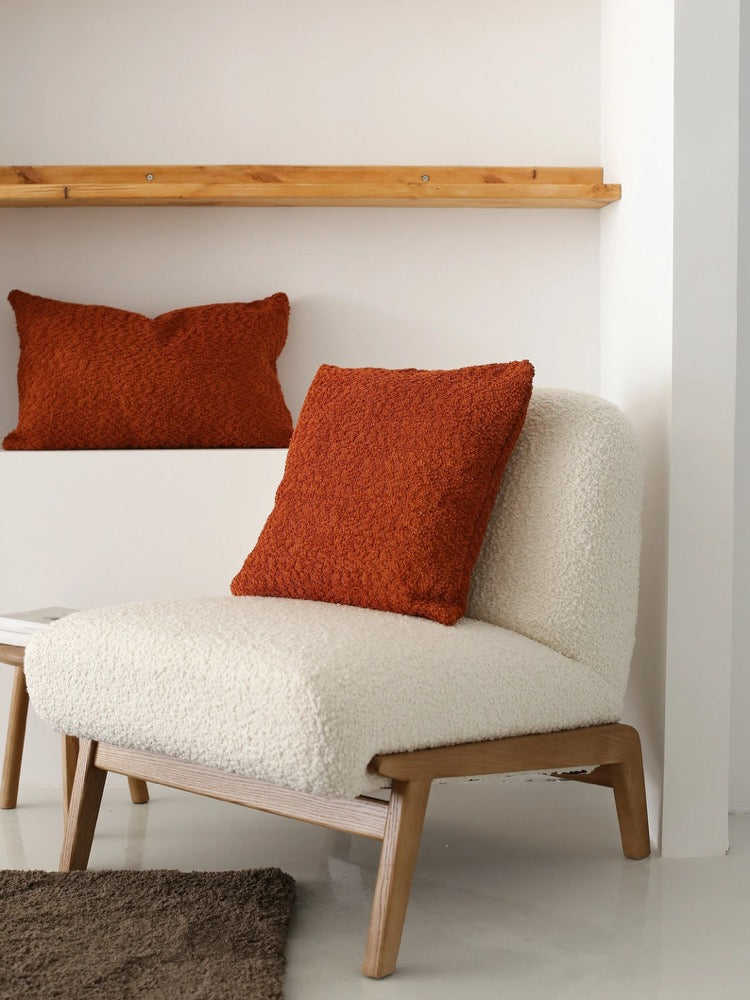 Terracotta Soft & Textured Throw Pillow Cover, Curly Boucle Boho Lumbar Pillow Case, Hidden Zipper, Cozy Farmhouse Decor, Any Size, 20x20